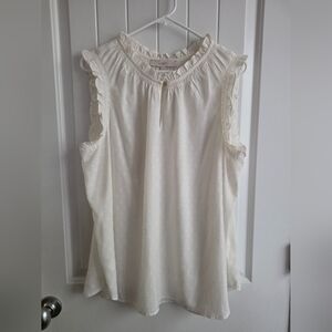 LOFT Women's Cream Ruffle Blouse Plus Size XXL
